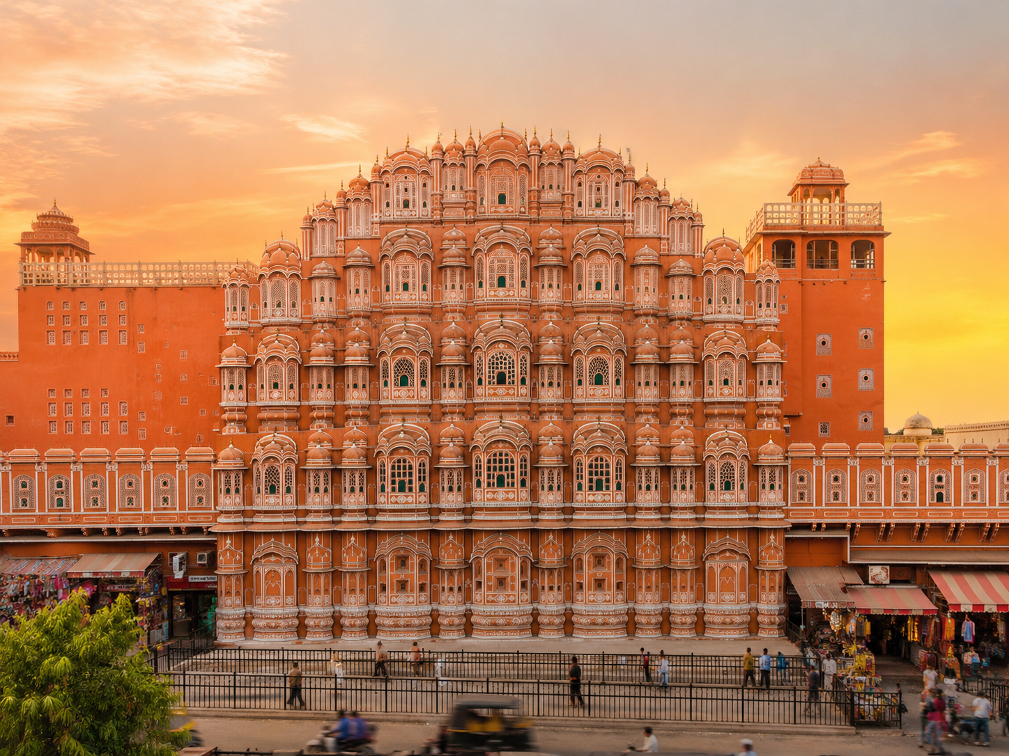 Hawa Mahal in Jaipur Rajasthan featuring its iconic pink sandstone façade and intricate lattice windows
